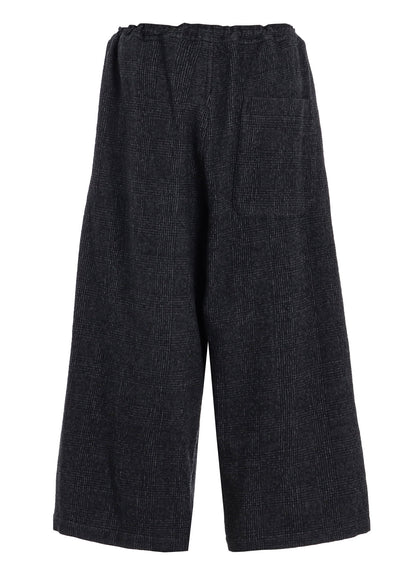 COTTON WOOL GLEN CHECK FRONT TUCK WIDE PANTS