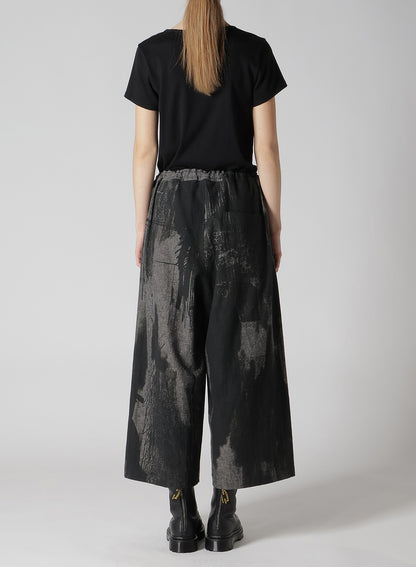 L/C CHAMBRAY LOGO SCRIBBLE PT FRONT TUCK WIDE PANTS