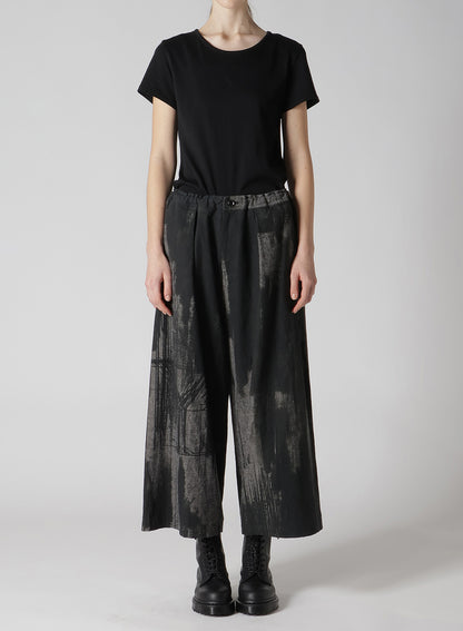 L/C CHAMBRAY LOGO SCRIBBLE PT FRONT TUCK WIDE PANTS