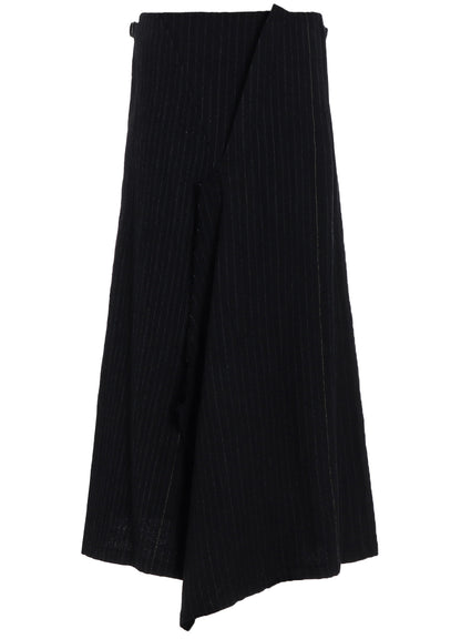 WOOL PINSTRIPE LEFT SIDE PATCH SKIRT PANTS