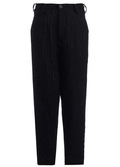 WOOL PINSTRIPE TAPERED PANTS