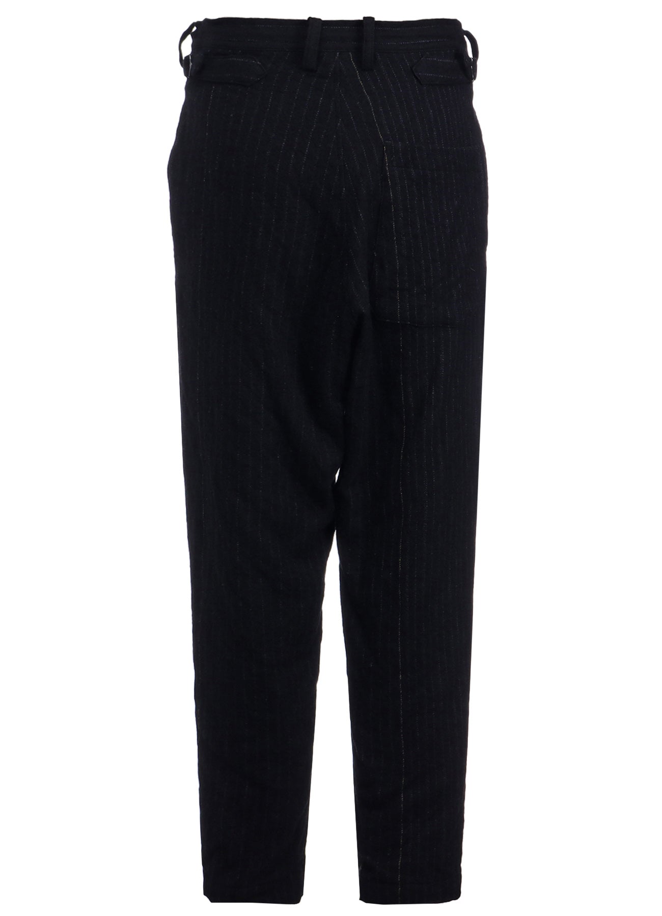 WOOL PINSTRIPE TAPERED PANTS