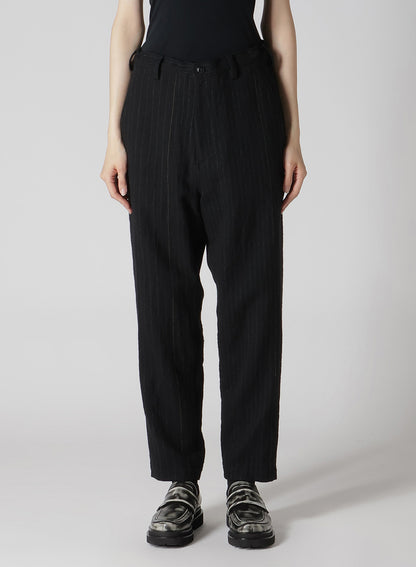 WOOL PINSTRIPE TAPERED PANTS