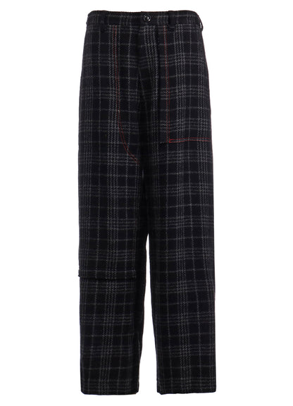 W/ CHECK RED STITCH LONG STRAIGHT PANTS