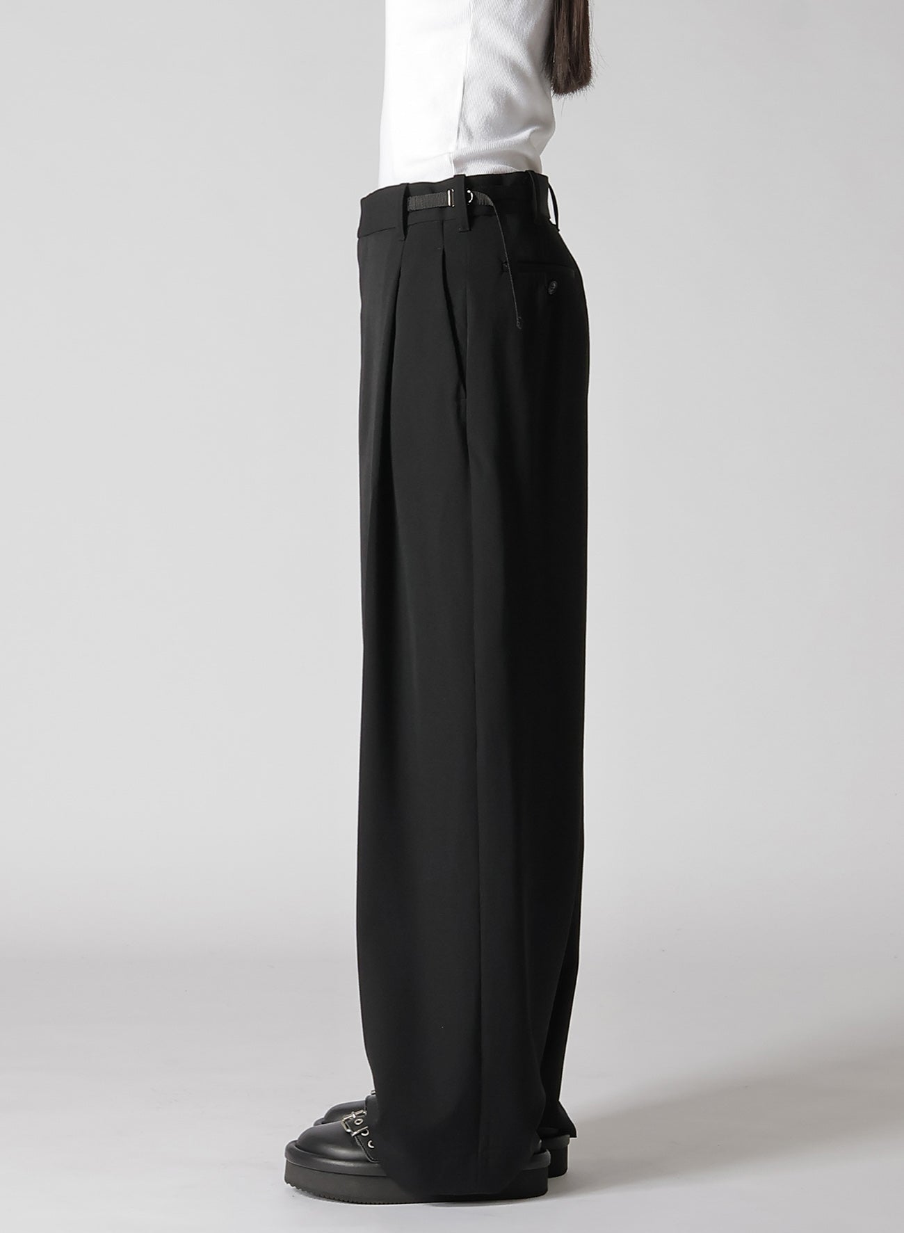 HIGH TWISTED WASHER WOOL GABARDINE SAROUEL PANTS