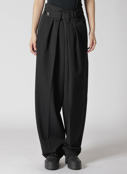 HIGH TWISTED WASHER WOOL GABARDINE FRONT TUCK PANTS