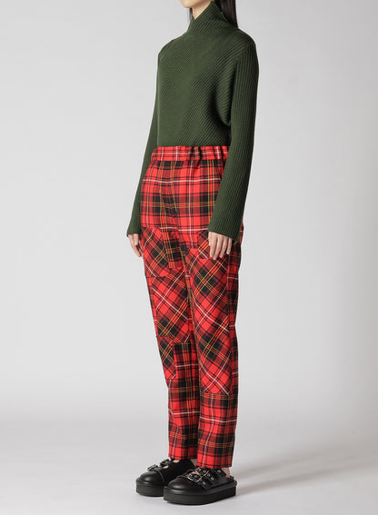 TARTAN CHECK PATCHWORK PANTS