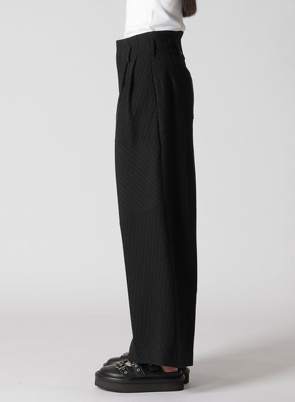 WOOL BLEND NEP STRIPE PANEL PANTS