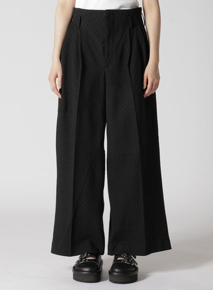 WOOL BLEND NEP STRIPE PANEL PANTS