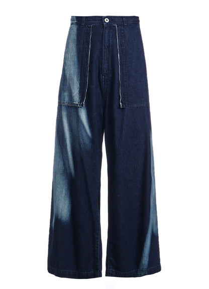 C/ SPOTTED DENIM LONG STRAIGHT PANTS