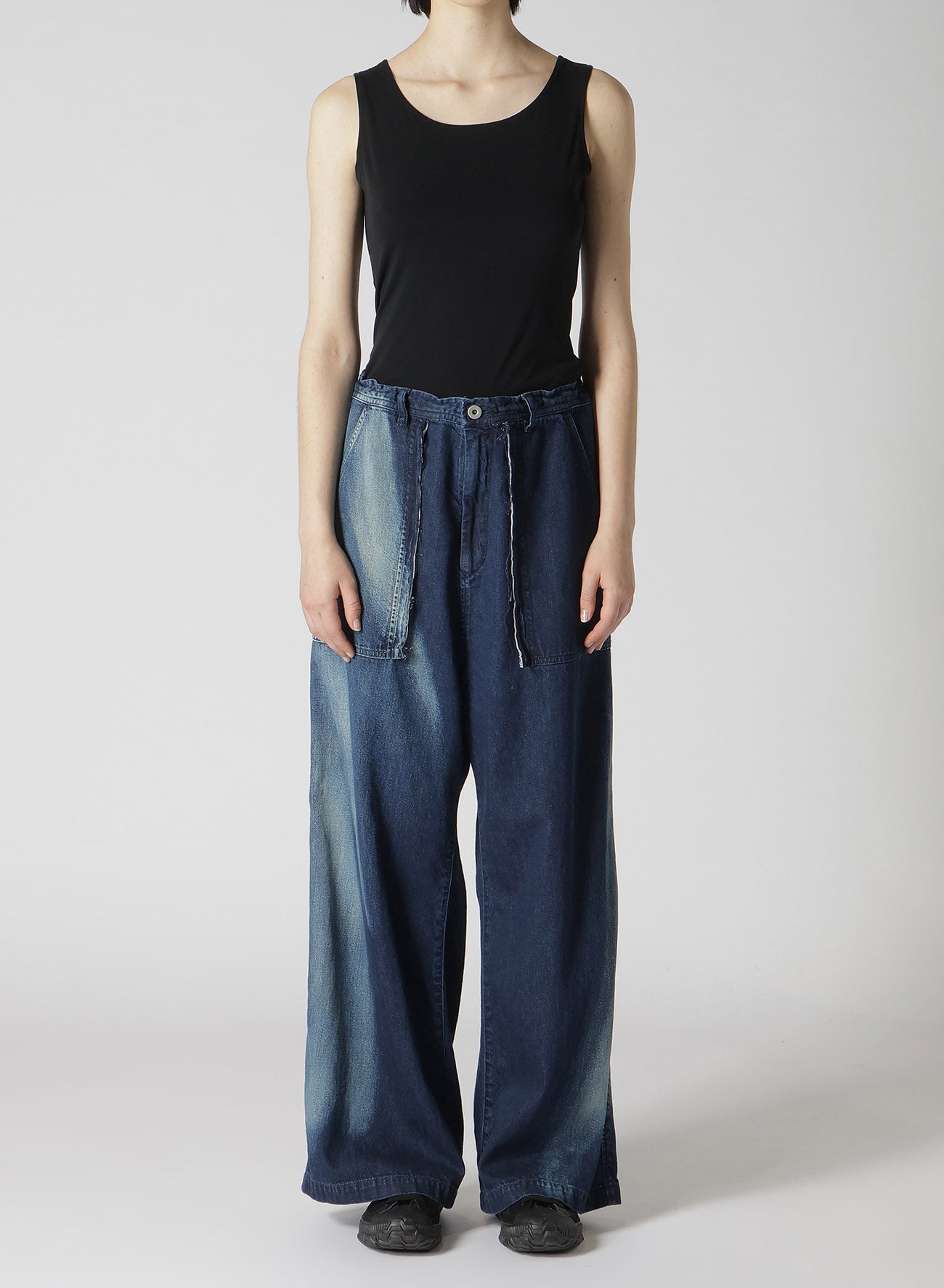 C/ SPOTTED DENIM LONG STRAIGHT PANTS