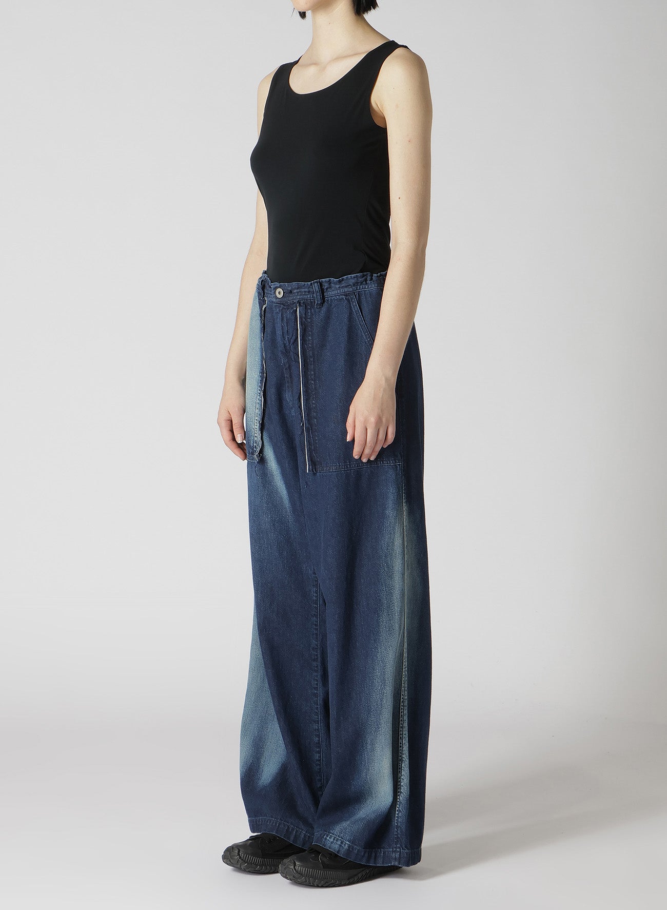 C/ SPOTTED DENIM LONG STRAIGHT PANTS