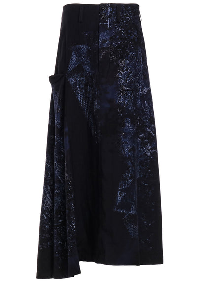 CU/ TWILL LACE DESIGN PT RIGHT FLARE SKIRT