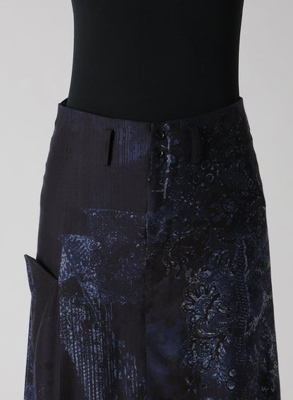 CU/ TWILL LACE DESIGN PT RIGHT FLARE SKIRT