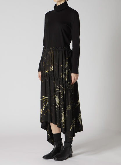 RY/LAWN AFRICAN FLOWER PT SHIRRING SKIRT