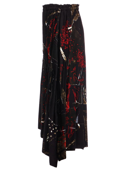 RY/LAWN AFRICAN FLOWER PT SHIRRING SKIRT