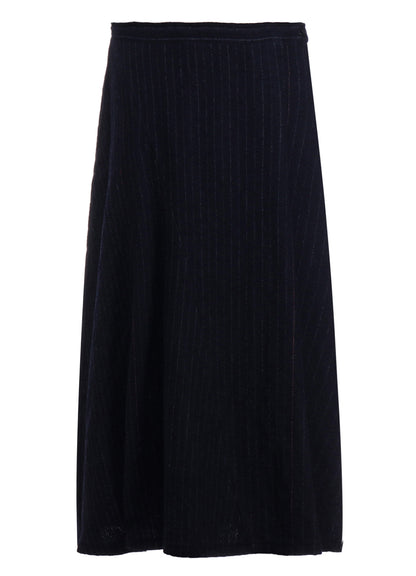 WOOL PINSTRIPE ASYMMETRIC FLARE SKIRT