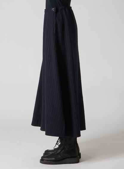 WOOL PINSTRIPE ASYMMETRIC FLARE SKIRT