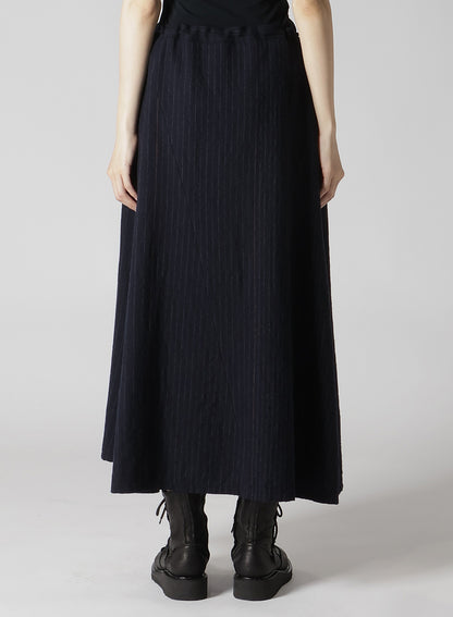 WOOL PINSTRIPE ASYMMETRIC FLARE SKIRT