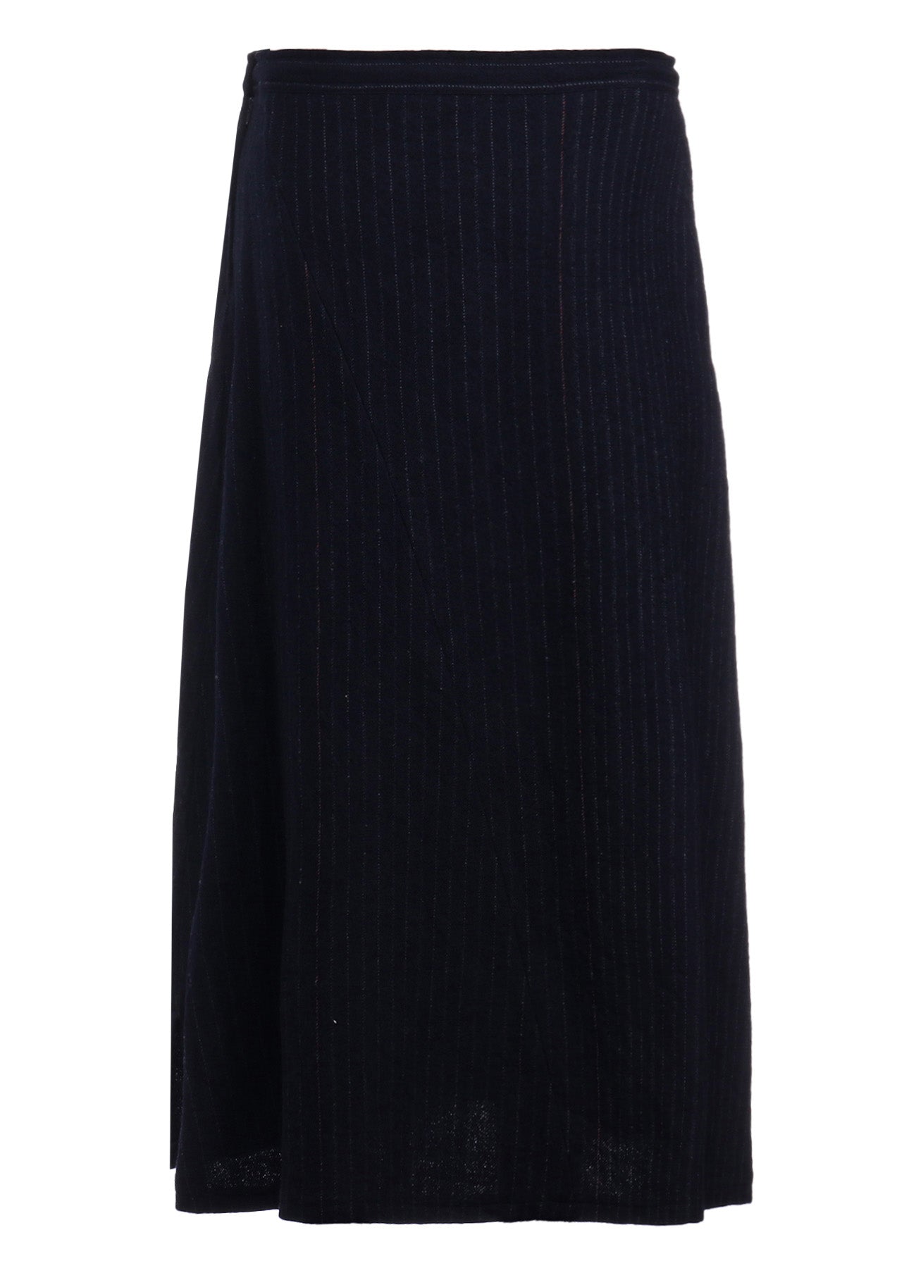 WOOL PINSTRIPE ASYMMETRIC FLARE SKIRT