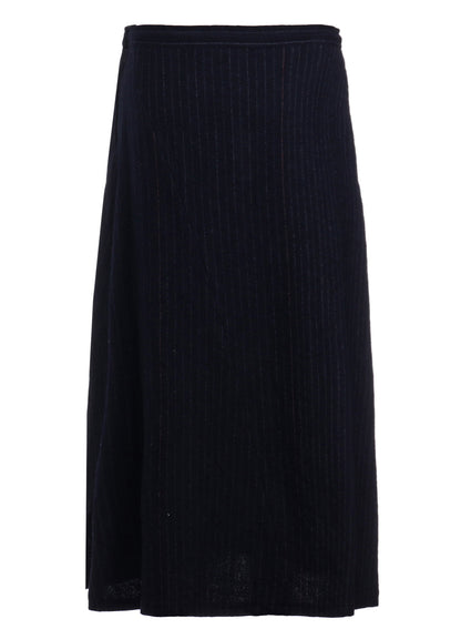 WOOL PINSTRIPE ASYMMETRIC FLARE SKIRT