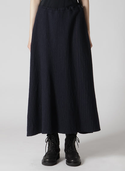 WOOL PINSTRIPE ASYMMETRIC FLARE SKIRT