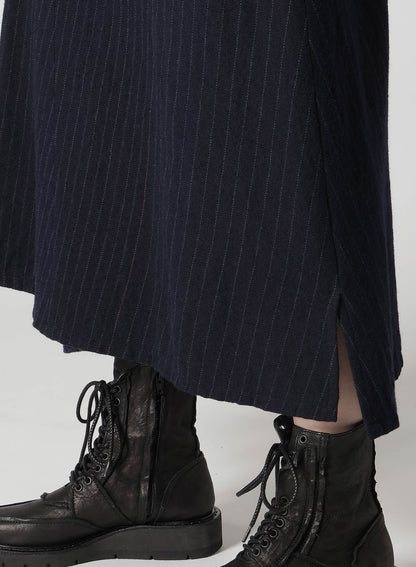 WOOL PINSTRIPE ASYMMETRIC FLARE SKIRT