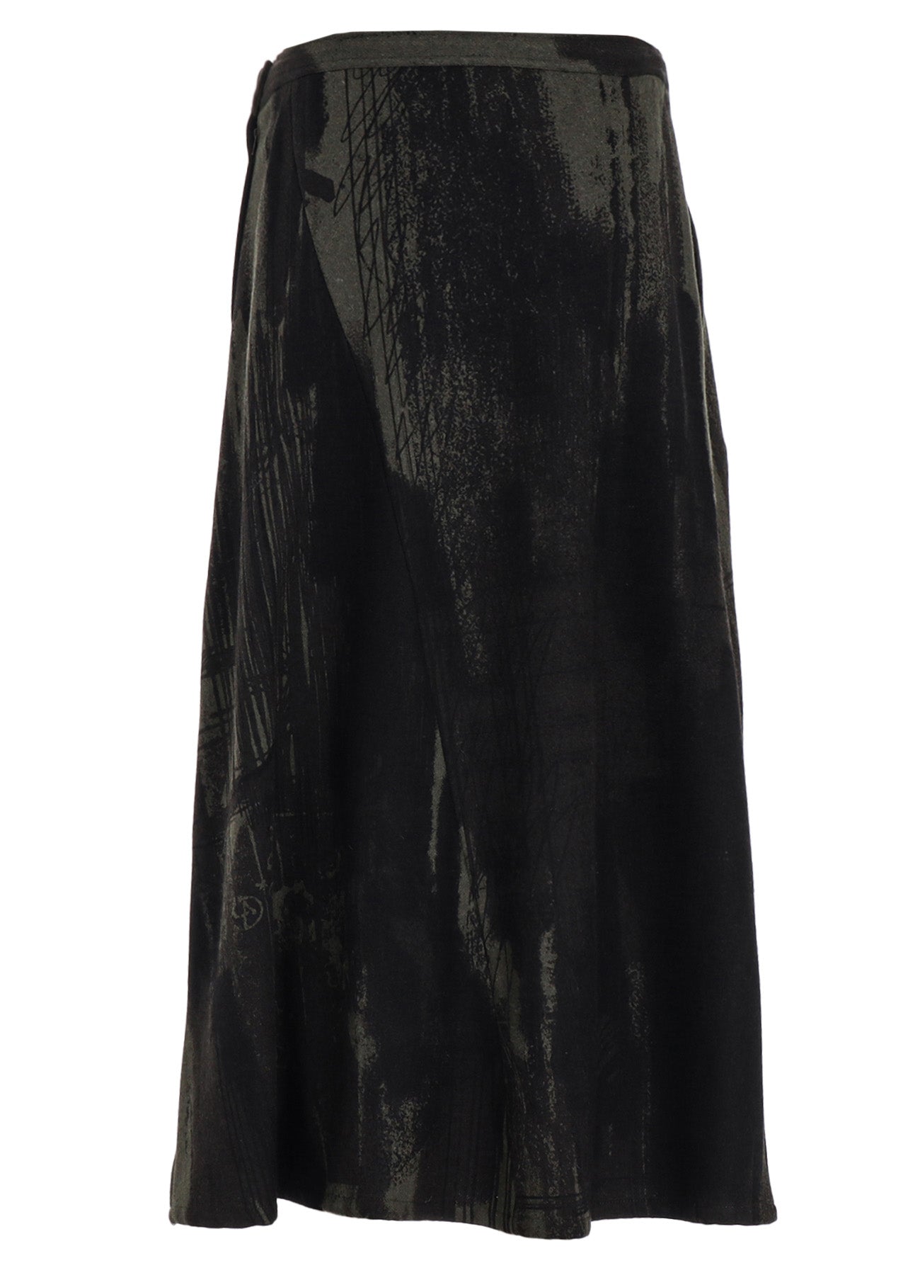 WOOL FLANNEL LOGO SCRIBBLE PT ASYMMETRIC FLARE SKIRT