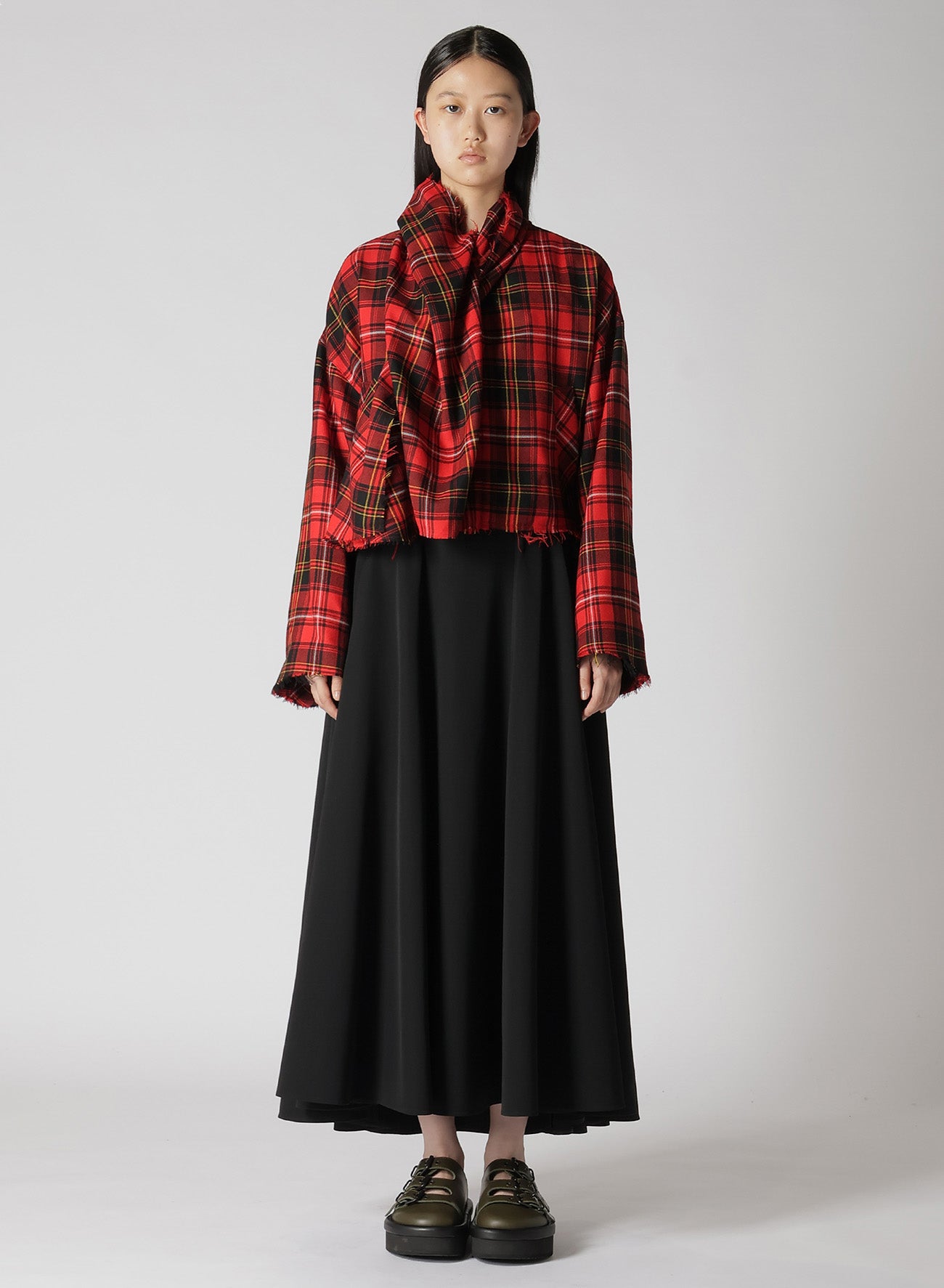 HIGH TWISTED WASHER WOOL GABARDINE SKIRT