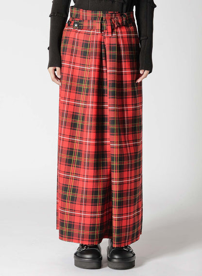 TARTAN CHECK FRONT TUCKED SKIRT