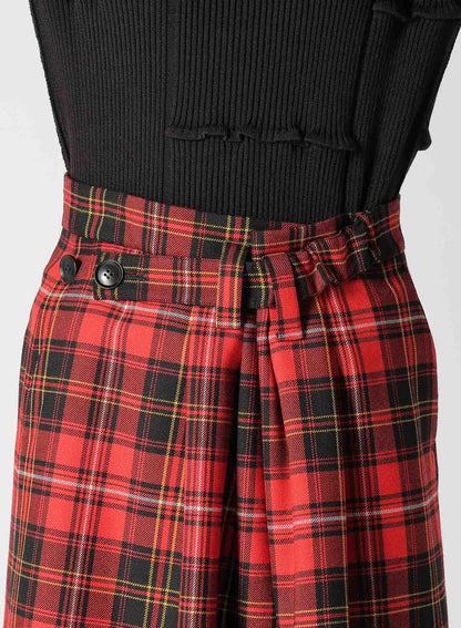 TARTAN CHECK FRONT TUCKED SKIRT