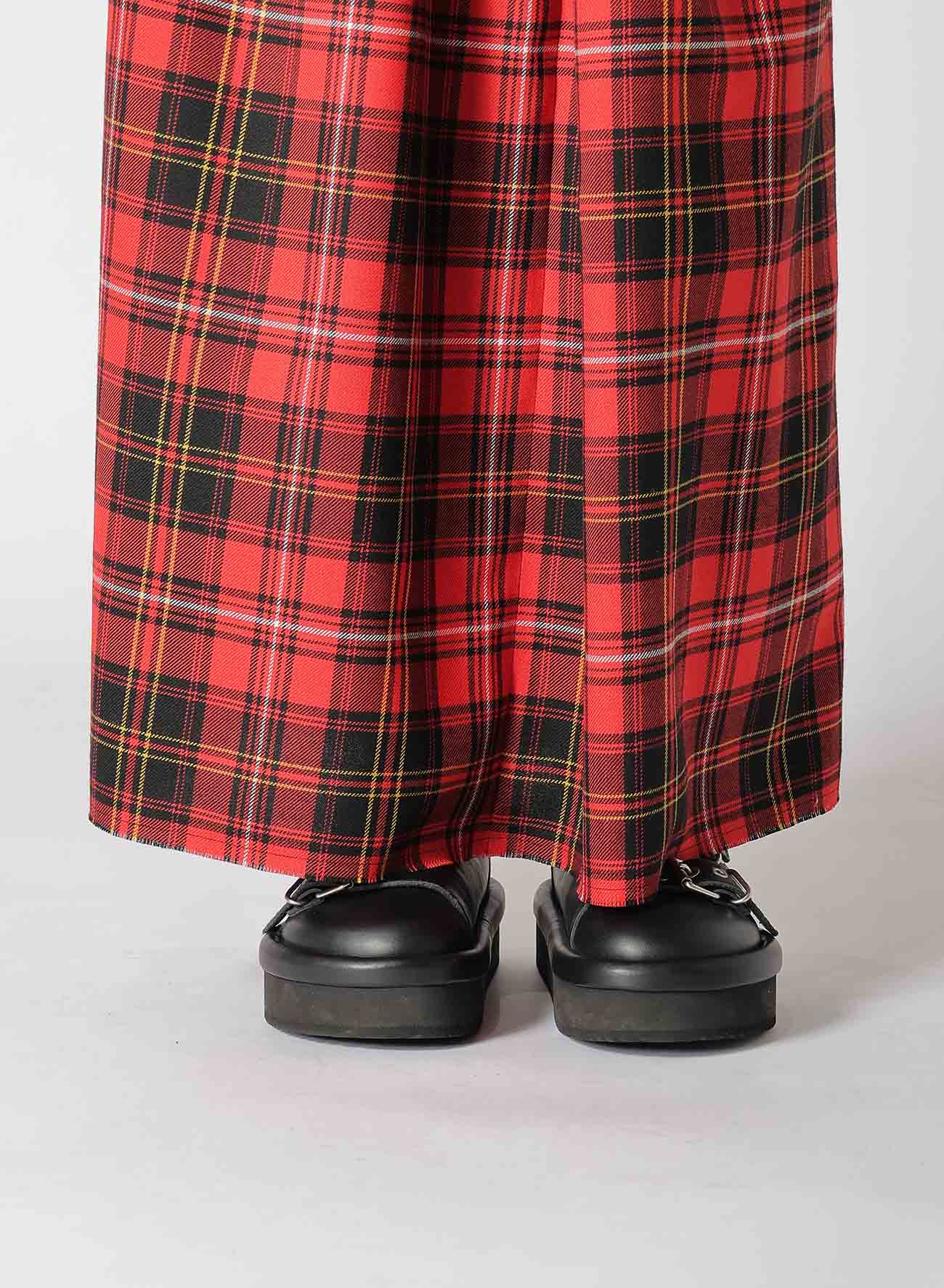 TARTAN CHECK FRONT TUCKED SKIRT