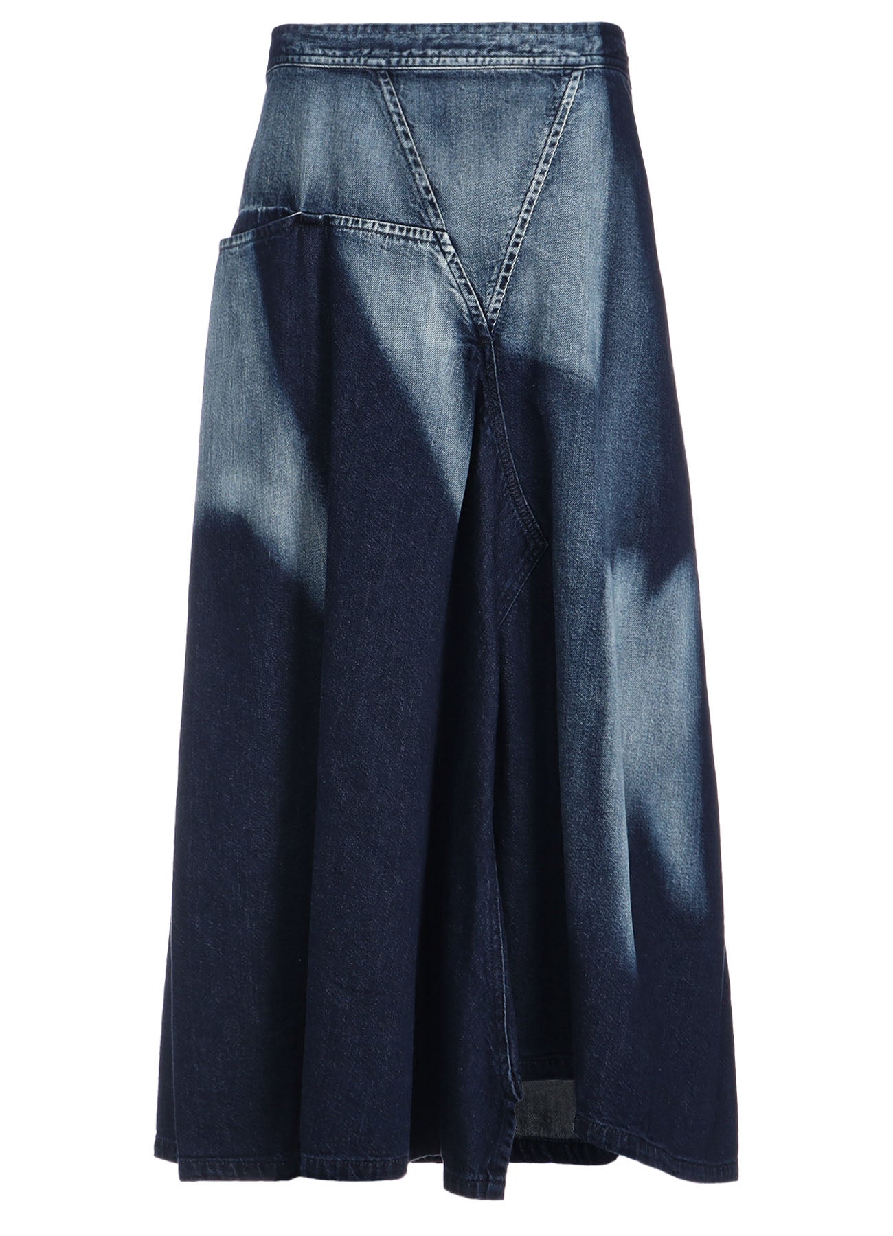 C/ SPOTTED DENIM TRIANGLE GUSSET FLARE SKIRT