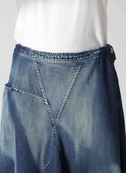 C/ SPOTTED DENIM TRIANGLE GUSSET FLARE SKIRT