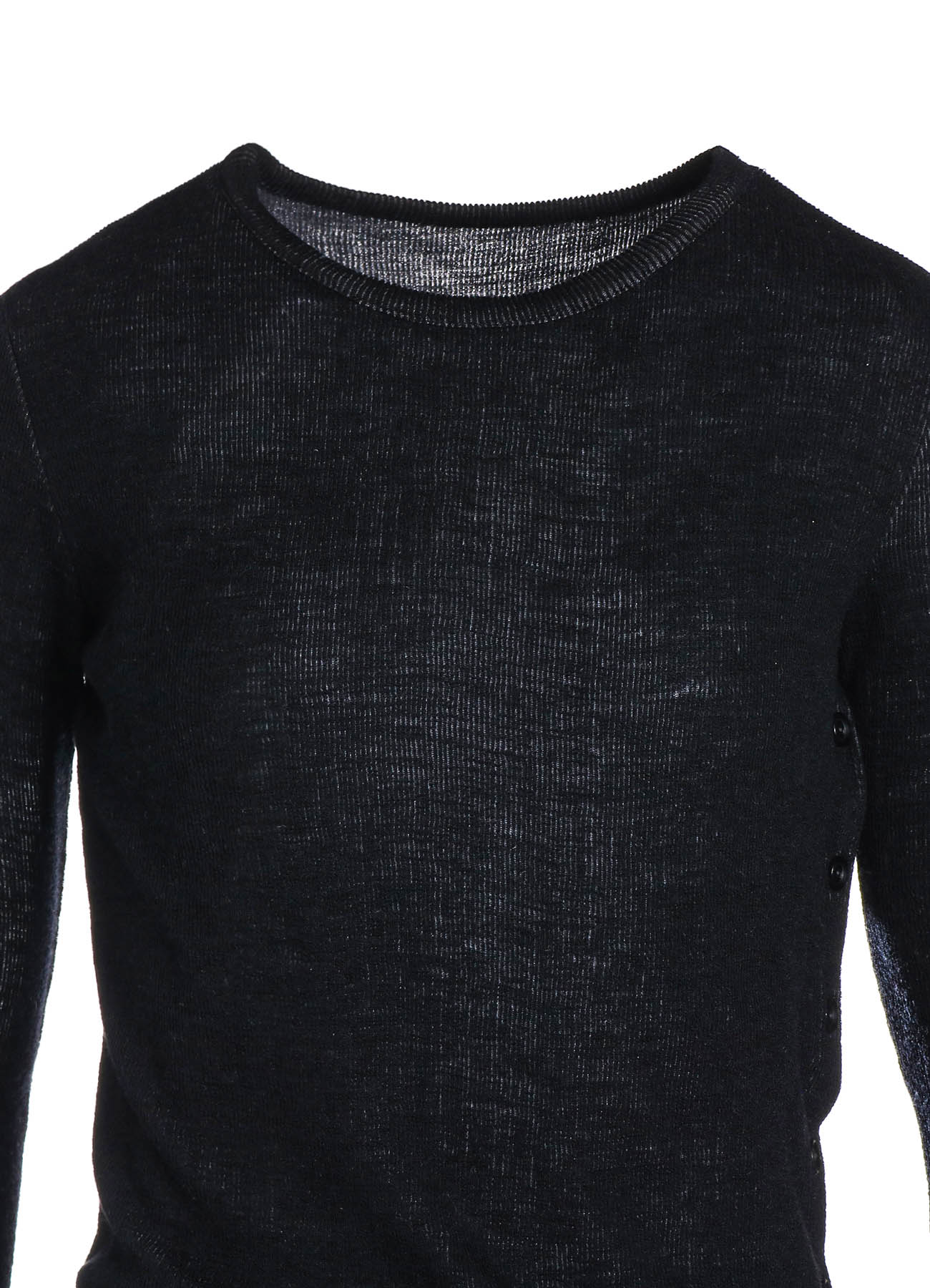 REVERSED RIB BUTTON OPEN ROUND NECK T