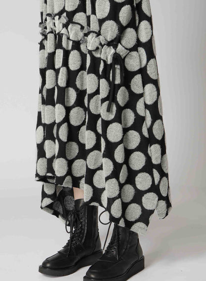 POLKA DOT PILE JQ SHIRRING SKIRT