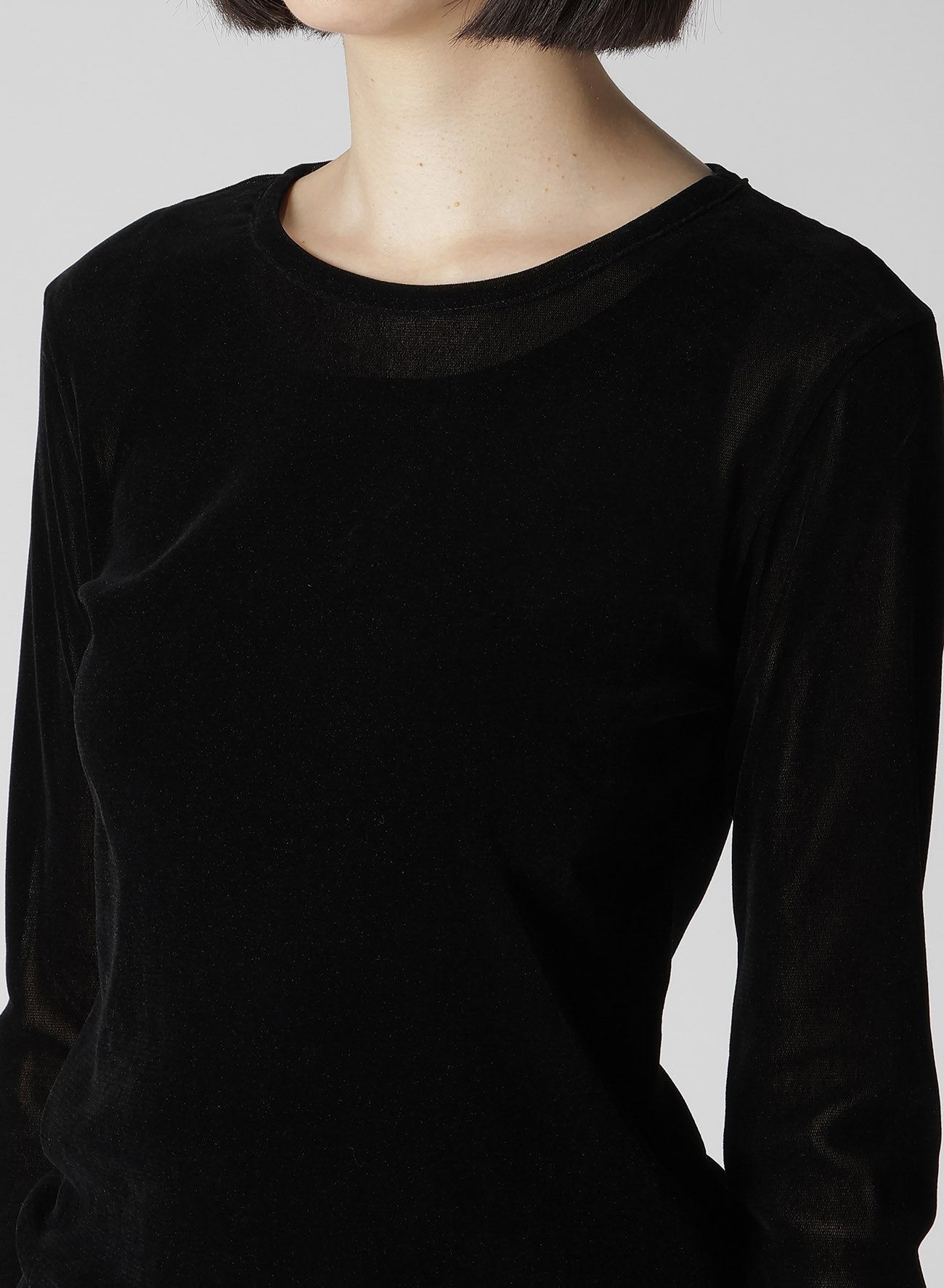 NYLON TULLE FLOCKING LONG SLEEVE T