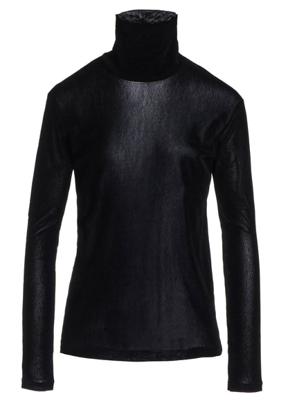 NYLON TULLE FLOCKING LONG SLEEVE HIGH NECK T