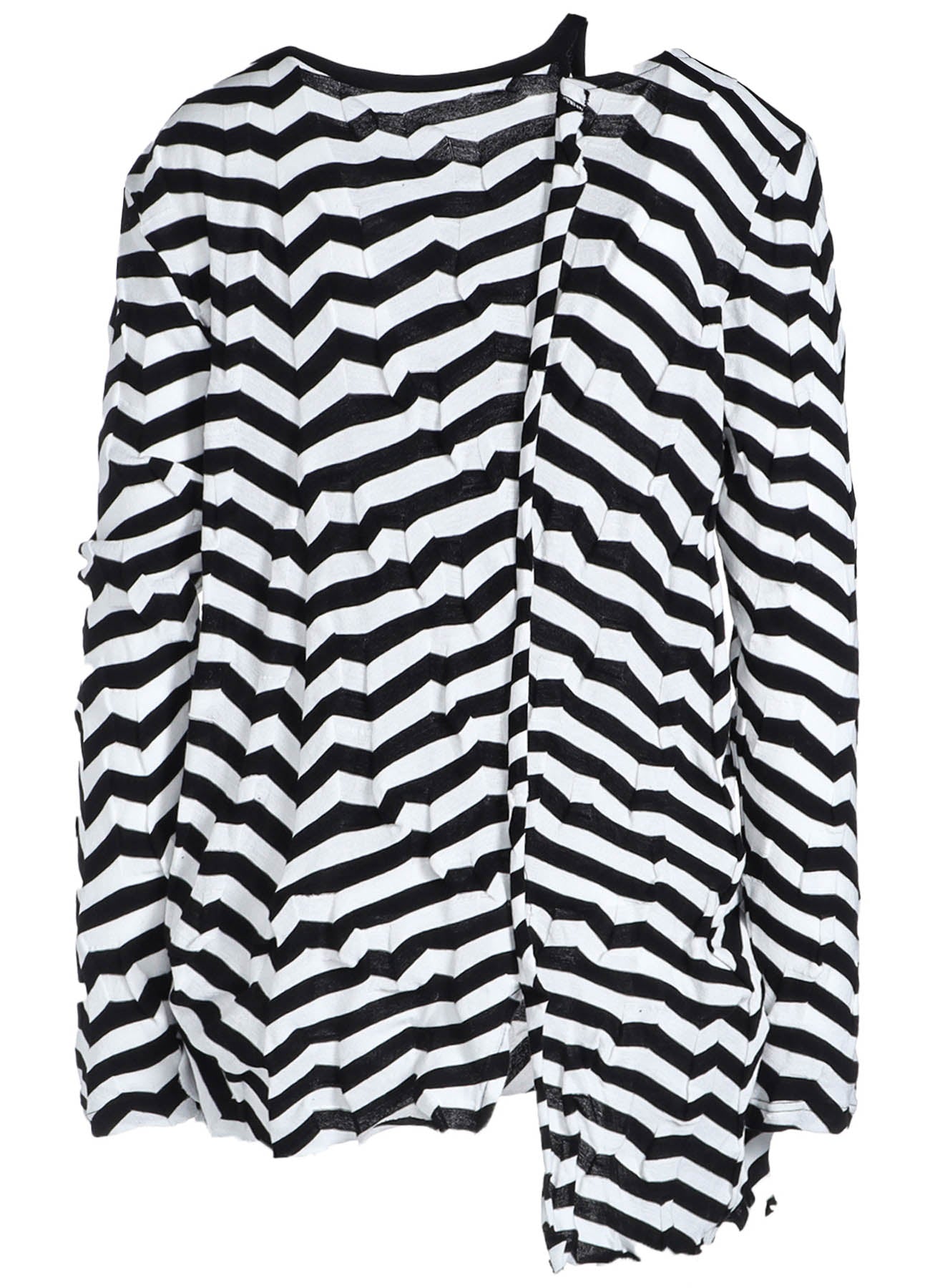 GEOMETRY LINKS STITCH STRIPED ASYMMETRIC LONG SLEEVE T A