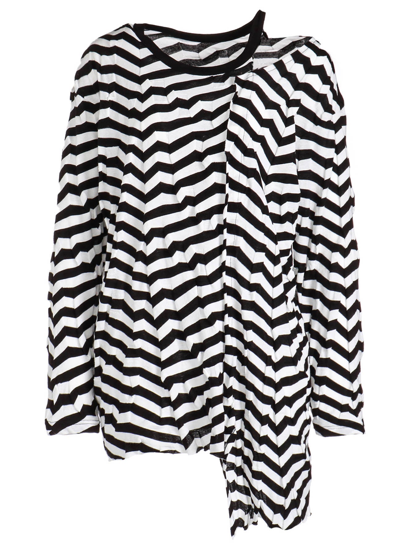 GEOMETRY LINKS STITCH STRIPED ASYMMETRIC LONG SLEEVE T B