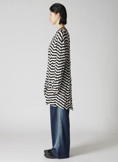 GEOMETRY LINKS STITCH STRIPED ASYMMETRIC LONG SLEEVE T B