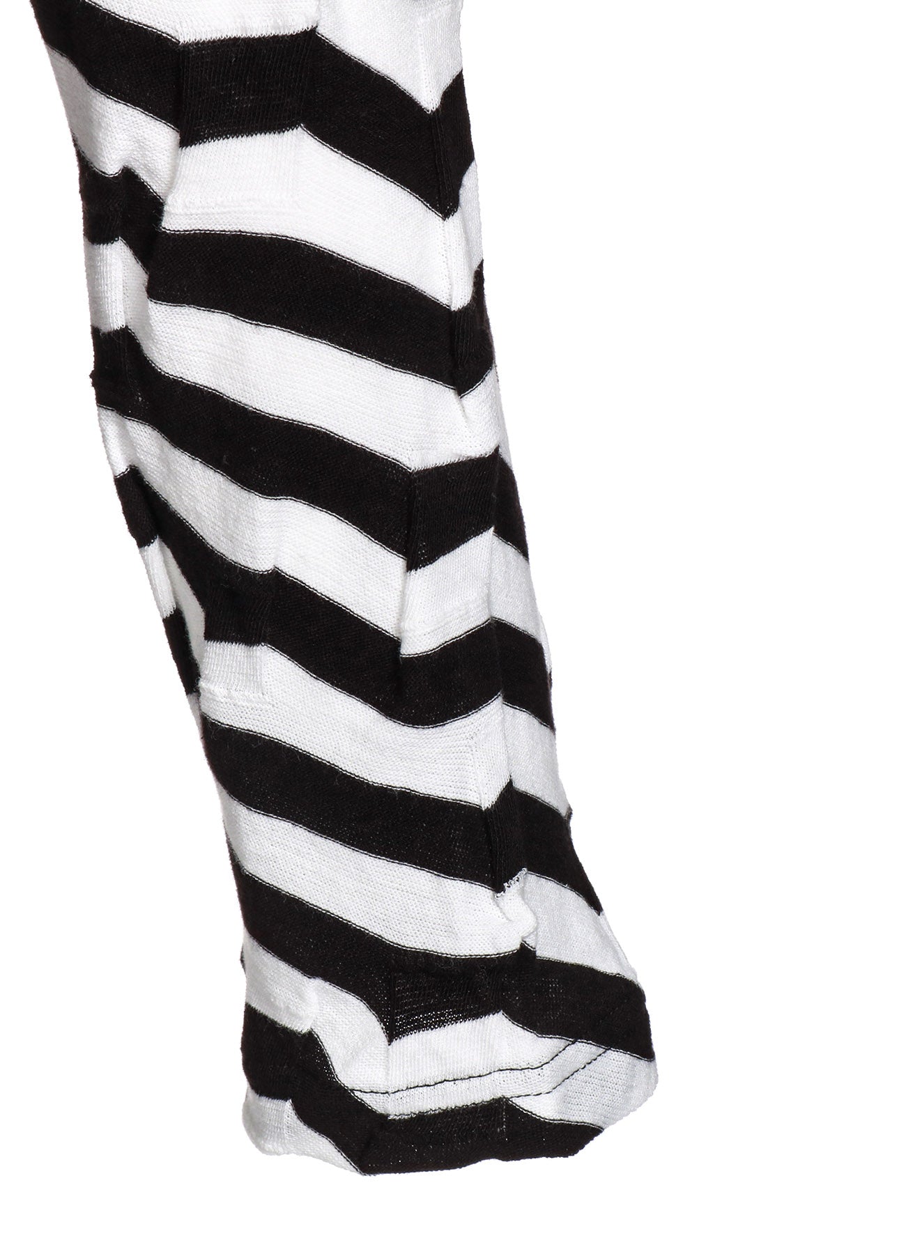 GEOMETRY LINKS STITCH STRIPED ASYMMETRIC FRONT DRAPE T