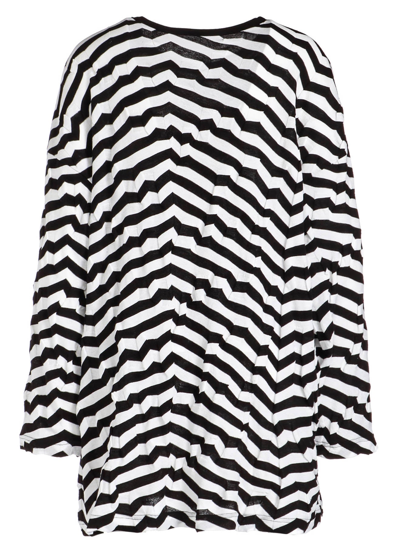 GEOMETRY LINKS STITCH STRIPED ASYMMETRIC OVERSIZED LONG SLEEVE T