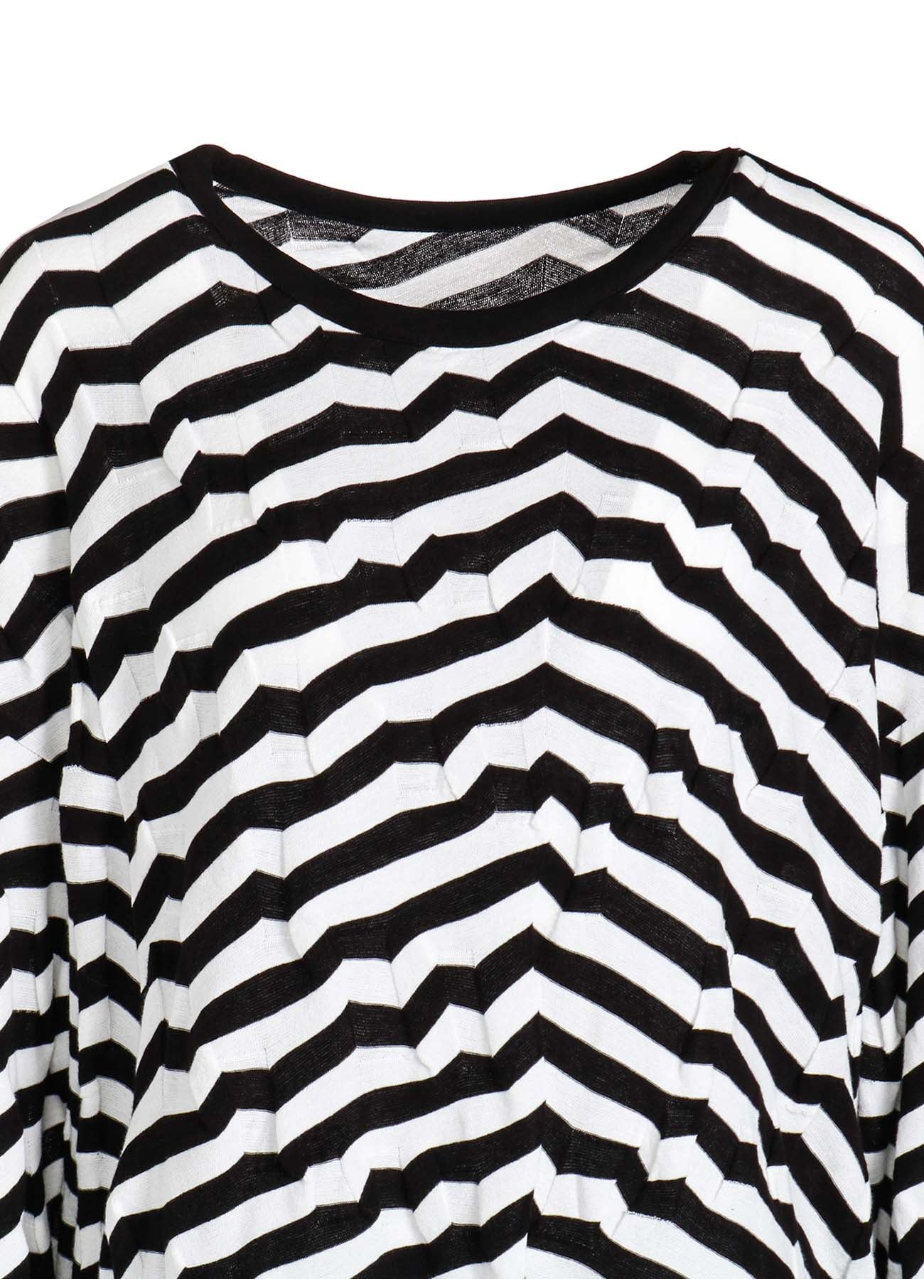 GEOMETRY LINKS STITCH STRIPED ASYMMETRIC OVERSIZED LONG SLEEVE T