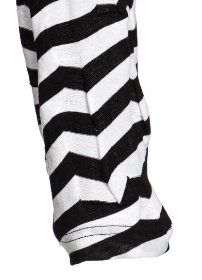 GEOMETRY LINKS STITCH STRIPED ASYMMETRIC OVERSIZED LONG SLEEVE T