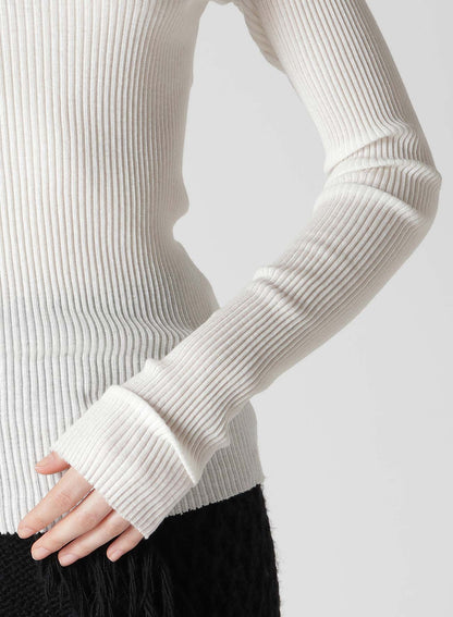 GAUZE RIB EXTRA LONG SLEEVE HIGH NECK T