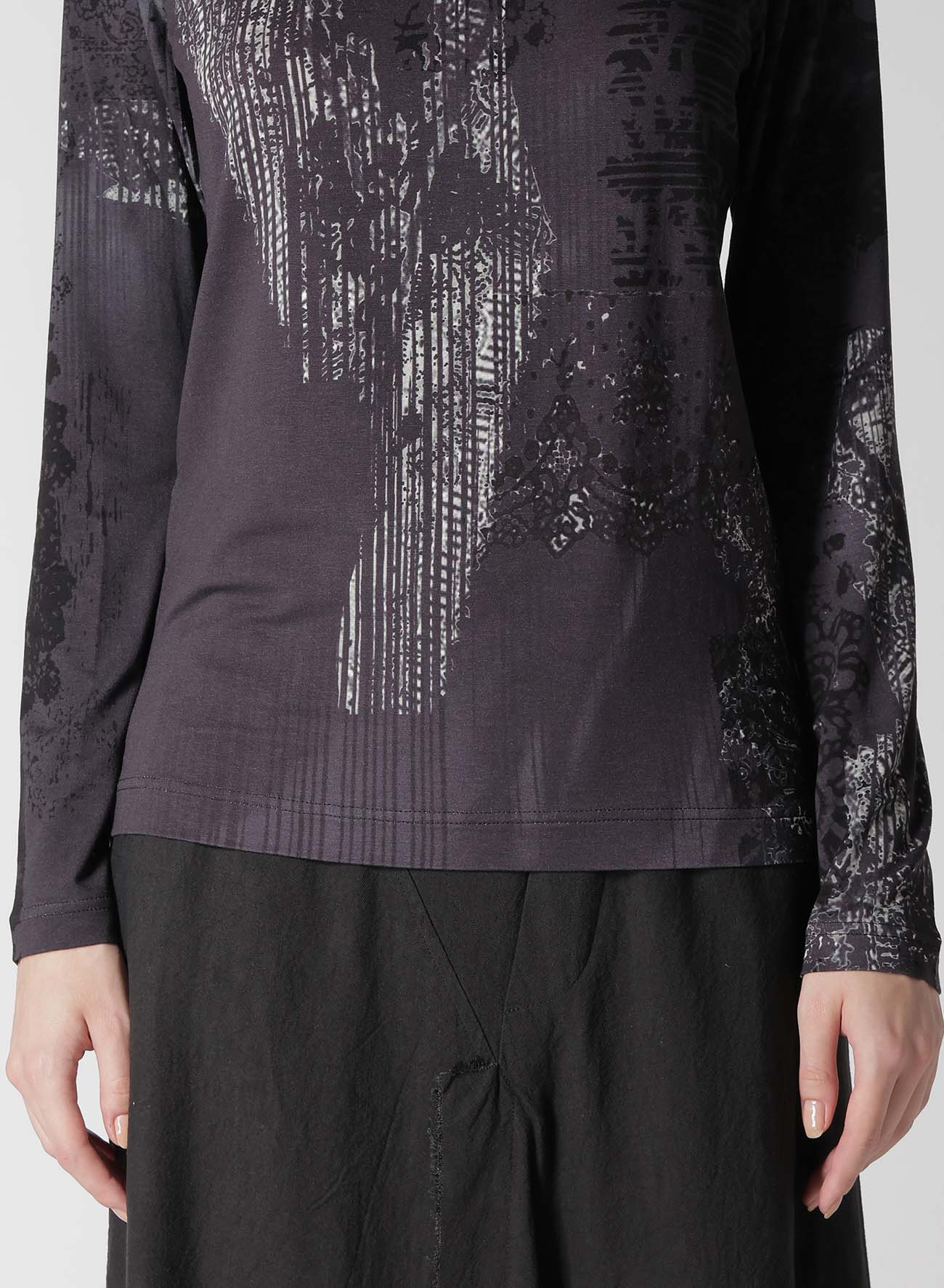 40/-RY JERSEY LACE DESIGN P HIGH NECK LONG SLEEVE T