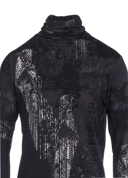 40/-RY JERSEY LACE DESIGN P HIGH NECK LONG SLEEVE T