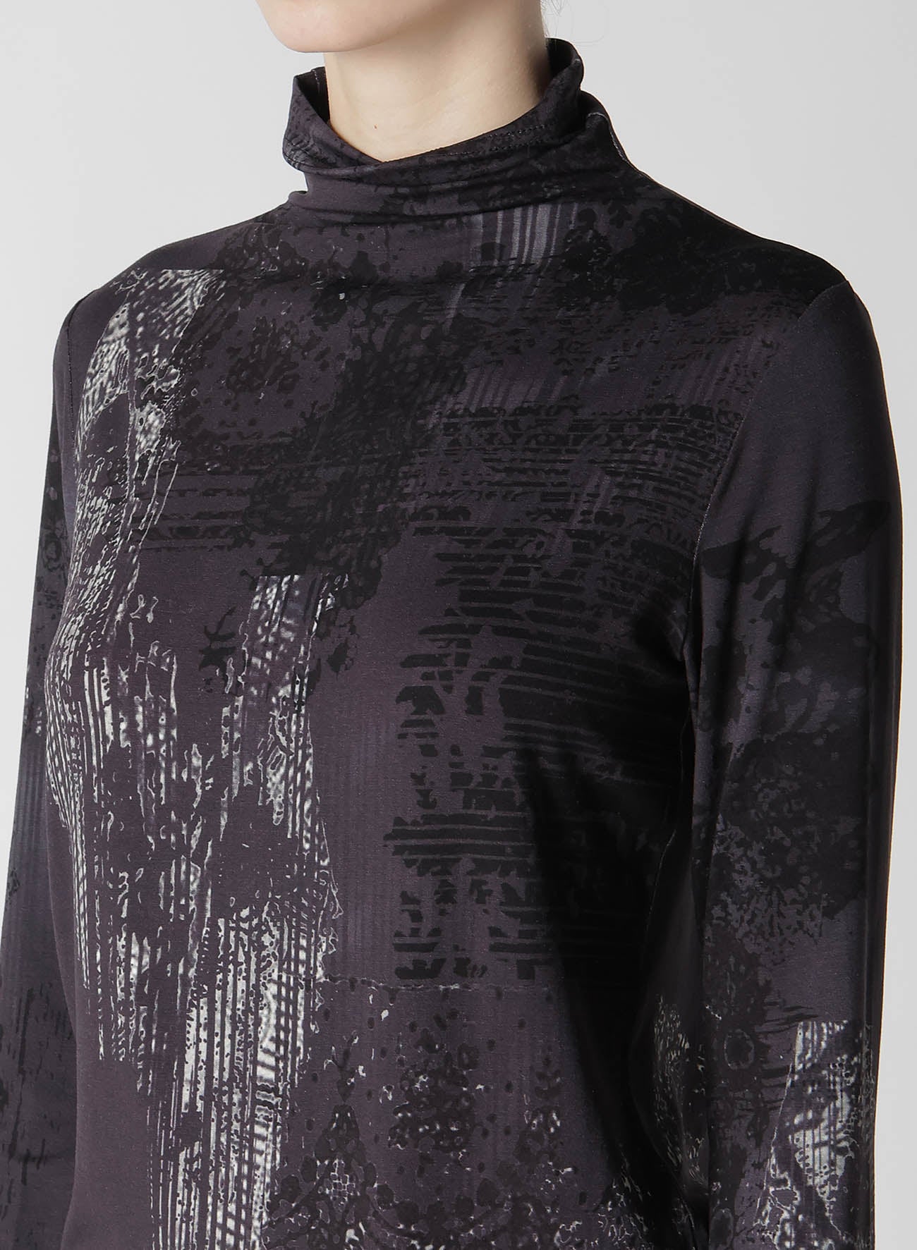 40/-RY JERSEY LACE DESIGN P HIGH NECK LONG SLEEVE T