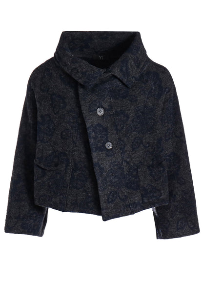 FLOWER PILE JACQUARD IRREGULAR 3 BUTTON JACKET